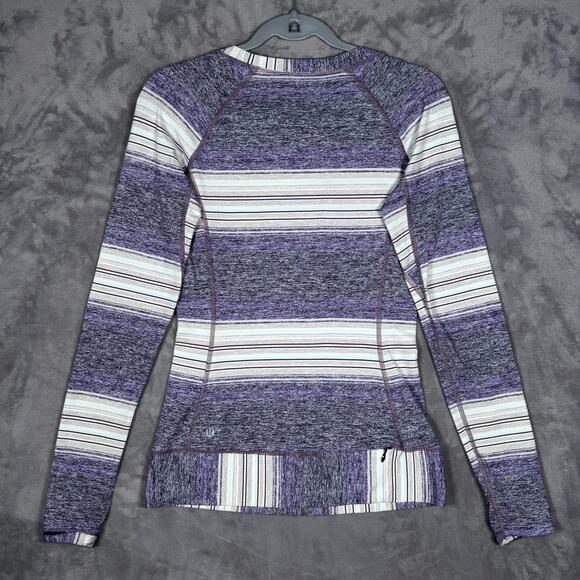 Lululemon Race Your Pace Long Sleeve Osaka Stripe Black Grape Size 4 - Picture 2 of 5